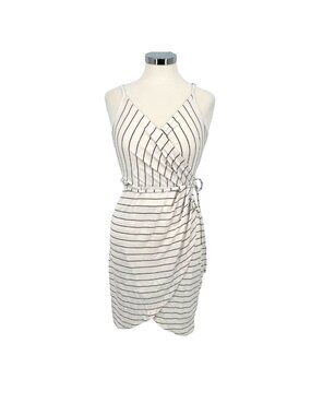 41 Hawthorn Nautical Preppy Striped Wrap Dress Ivory Black Size Small NWT